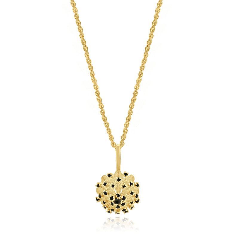 14 Karat Yellow Gold Sapphire & Diamond Flower Necklace