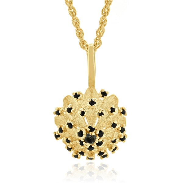 14 Karat Yellow Gold Sapphire & Diamond Flower Necklace