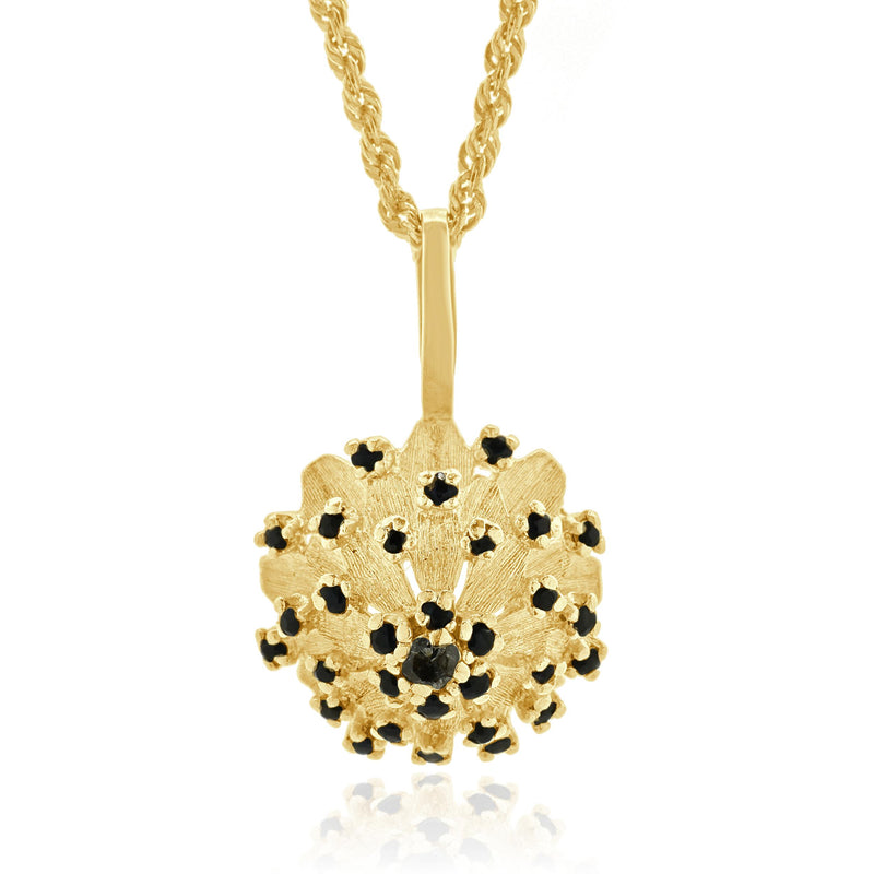 14 Karat Yellow Gold Sapphire & Diamond Flower Necklace