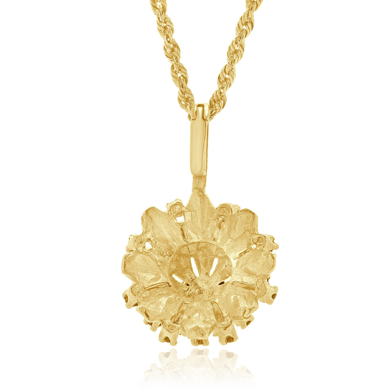 14 Karat Yellow Gold Sapphire & Diamond Flower Necklace