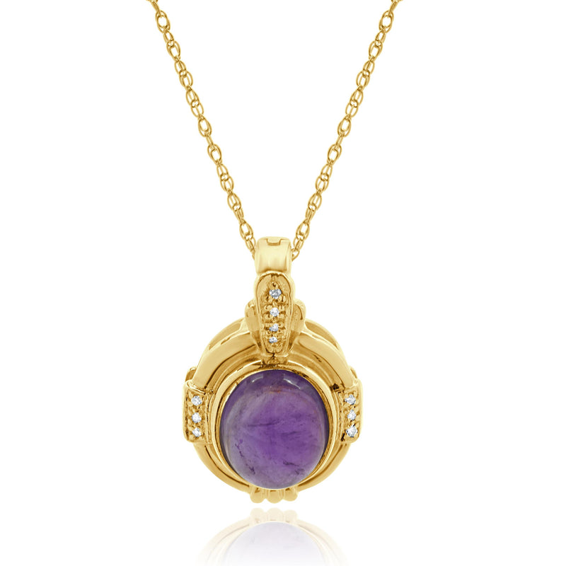 14 Karat Yellow Gold Amethyst and Diamond Necklace