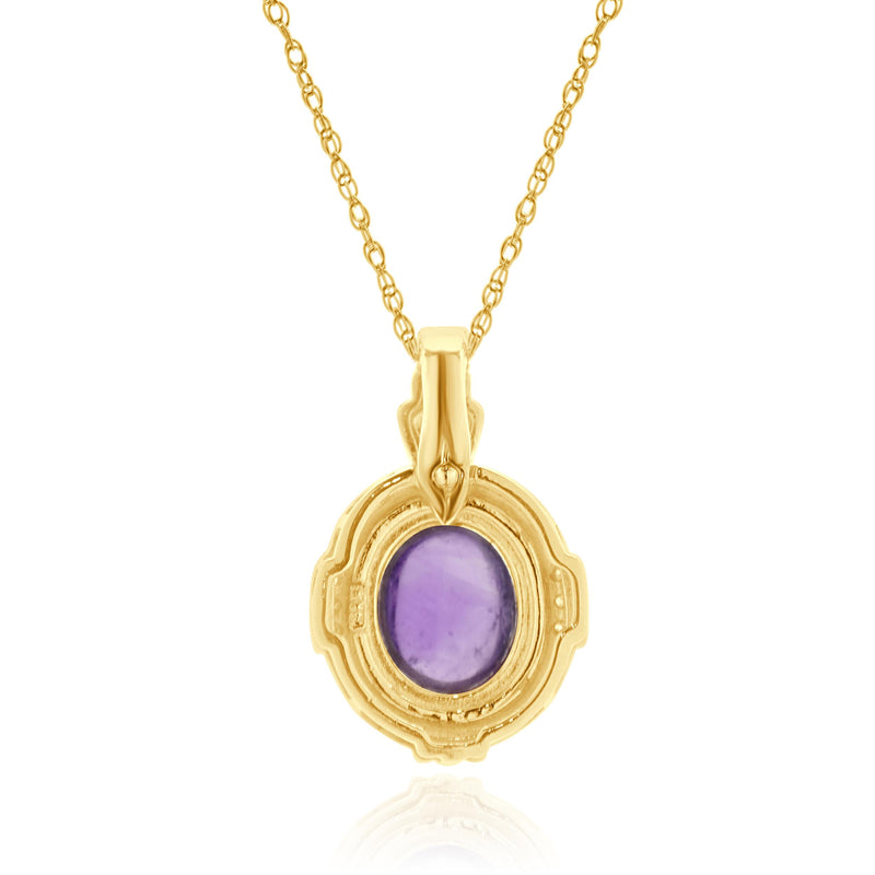 14 Karat Yellow Gold Amethyst and Diamond Necklace