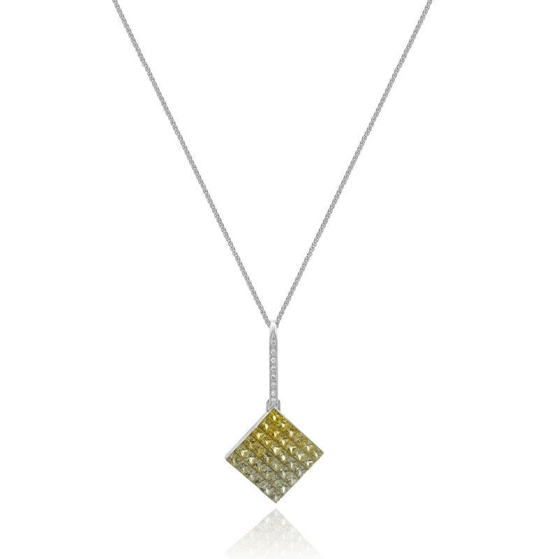 18 Karat White Gold Sapphire and Diamond Kite Necklace