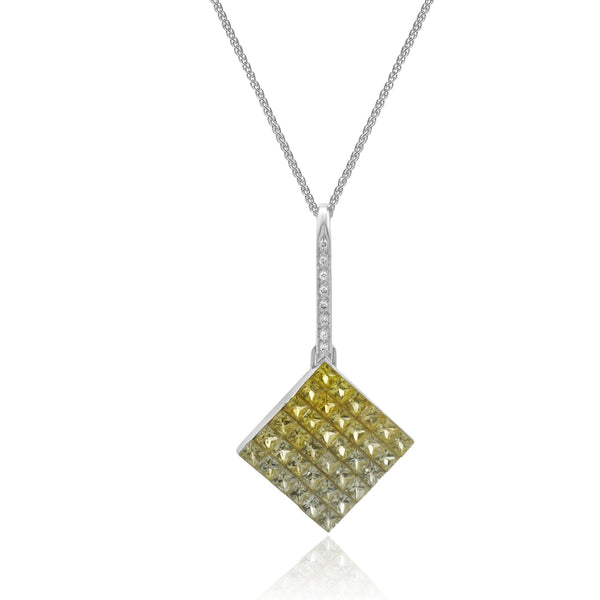 18 Karat White Gold Sapphire and Diamond Kite Necklace