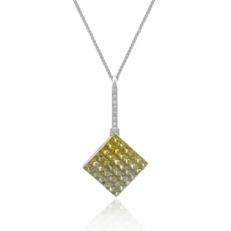 18 Karat White Gold Sapphire and Diamond Kite Necklace