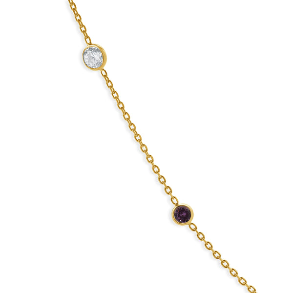 14 Karat Yellow Gold Pink Sapphire & Diamonds By The Yard Necklace