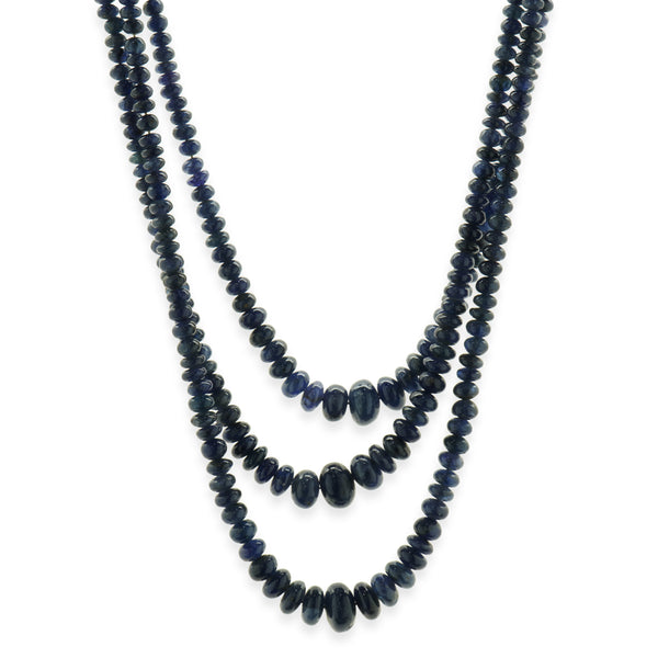 Base Metal & Strand Graduated Sapphire Bead Necklace