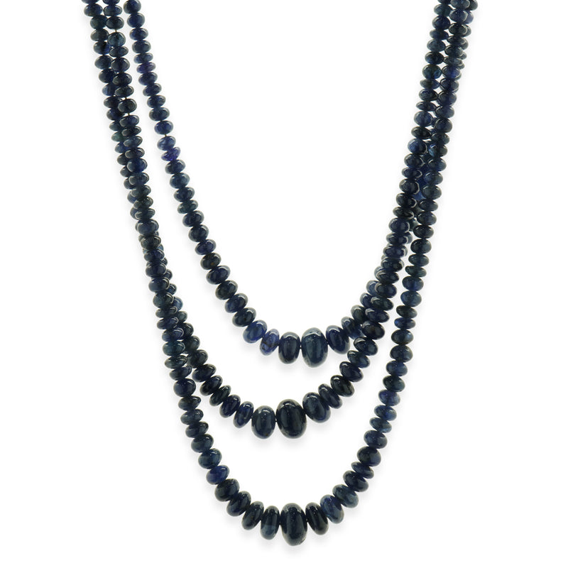 Base Metal & Strand Graduated Sapphire Bead Necklace