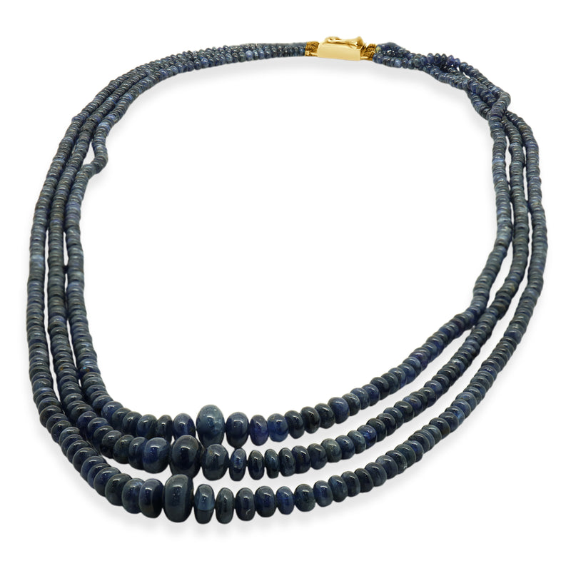 Base Metal & Strand Graduated Sapphire Bead Necklace