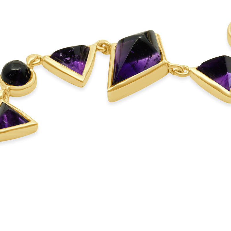 14 Karat Yellow Gold Cabochon Amethyst Necklace