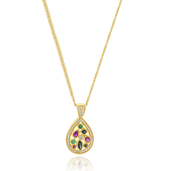 14 Karat Yellow Gold Multi-Stone & Diamond Necklace