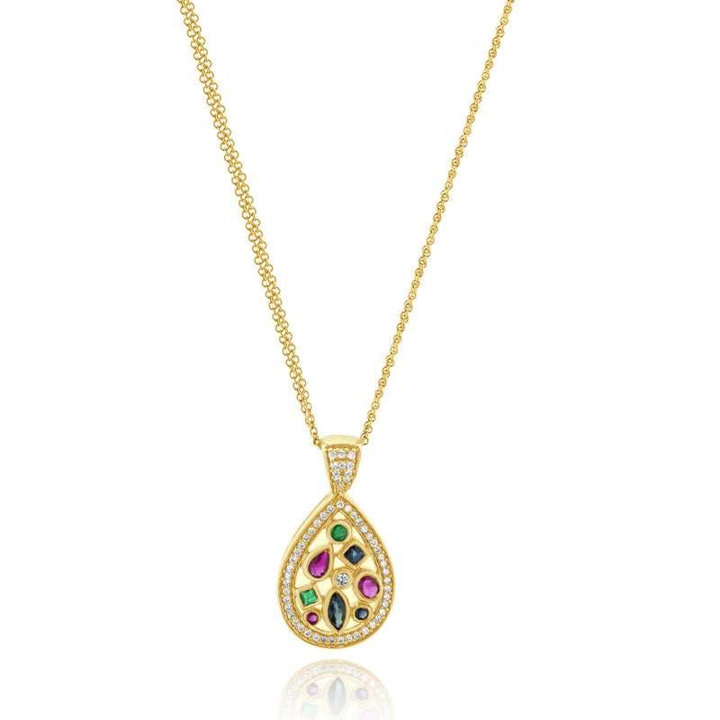 14 Karat Yellow Gold Multi-Stone & Diamond Necklace