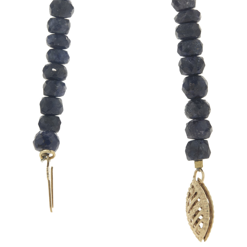 14 Karat Yellow Gold Beaded Sapphire and Pearl Necklace