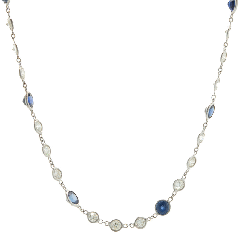 18 Karat White Gold Sapphire and Diamonds By The Yard Necklace