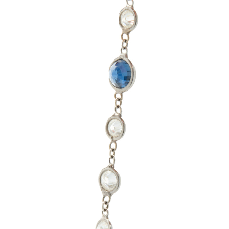 18 Karat White Gold Sapphire and Diamonds By The Yard Necklace