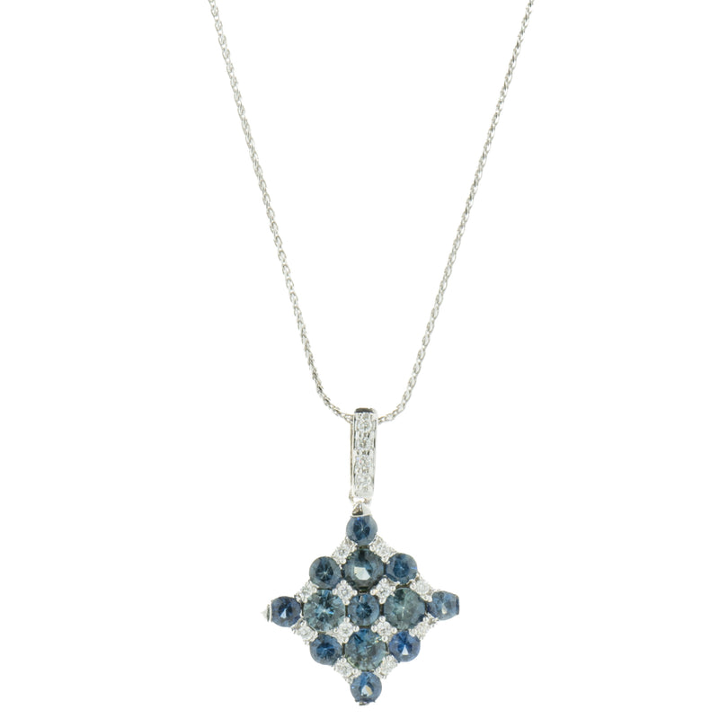 18 Karat White Gold Sapphire and Diamond Kite Necklace