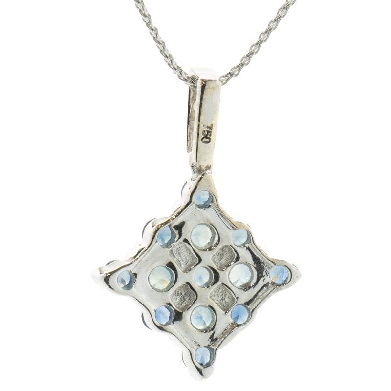 18 Karat White Gold Sapphire and Diamond Kite Necklace