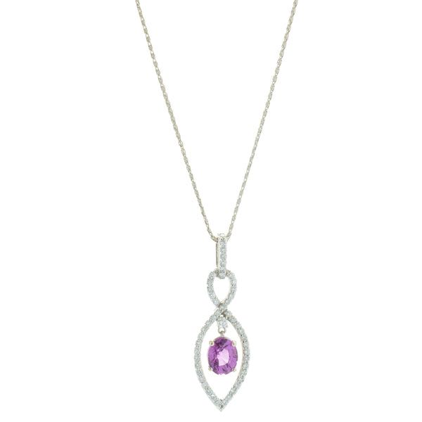14 Karat White Gold Pink Sapphire and Diamond Floating Necklace