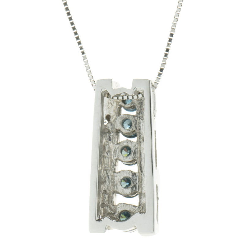 18 Karat White Gold Blue and White Diamond Slide Necklace