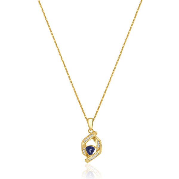 18 Karat Yellow Gold Tanzanite and Diamond Wrap Necklace