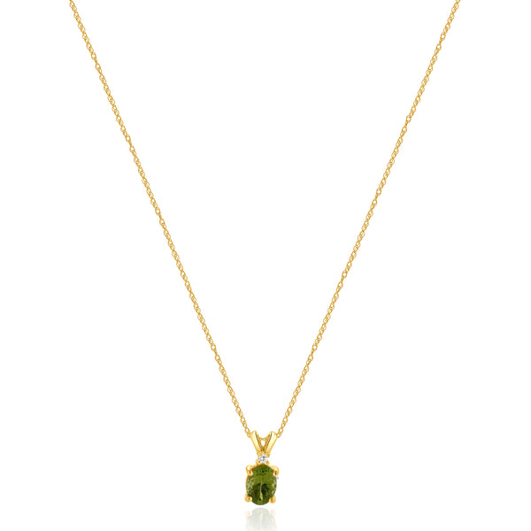 14 Karat Yellow Gold Peridot and Diamond Necklace