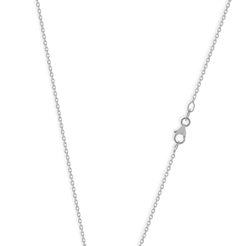 18k White Gold Diamond, White Sapphire, and Tanzanite Art Deco Style Drop Necklace