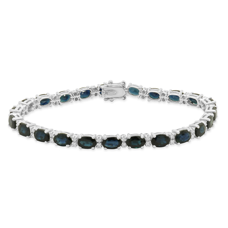14K White Gold Sapphire and Diamond Tennis Bracelet