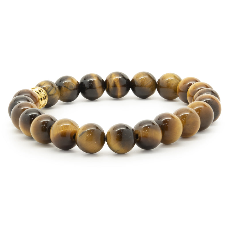 18 Karat Yellow Gold Tigers Eye Beaded Bracelet