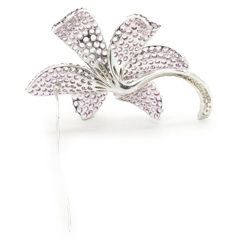 18 Karat White Gold Pave Pink Sapphire and Diamond Flower Pin