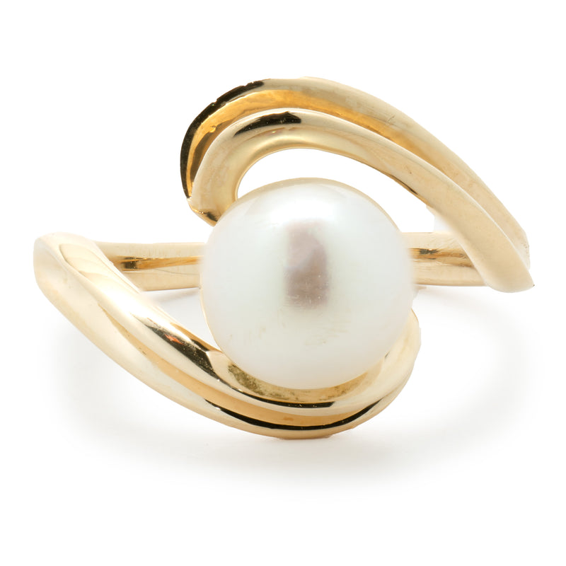 14 Karat Yellow Gold Freshwater Pearl Swirl Ring
