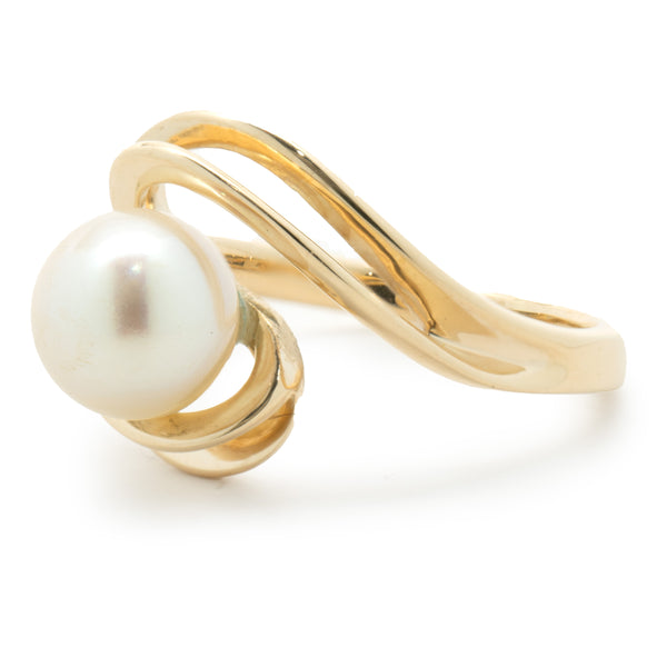 14 Karat Yellow Gold Freshwater Pearl Swirl Ring