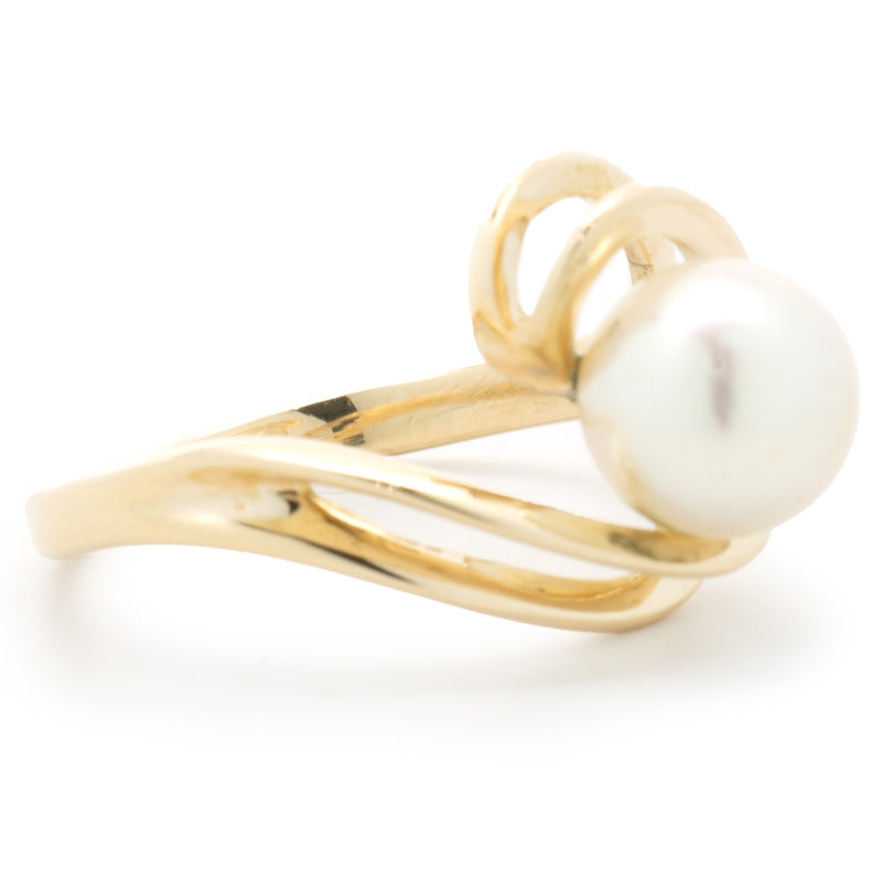 14 Karat Yellow Gold Freshwater Pearl Swirl Ring