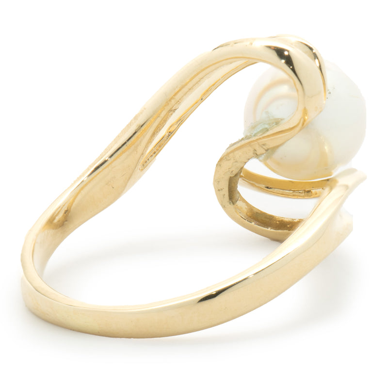 14 Karat Yellow Gold Freshwater Pearl Swirl Ring
