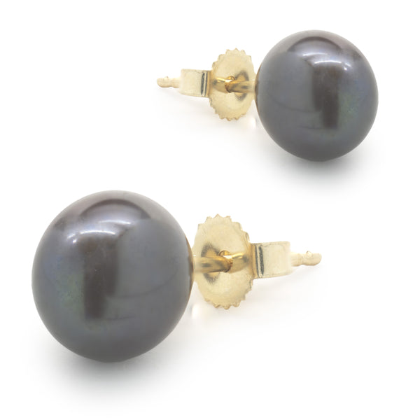 14 Karat Yellow Gold Tahitian Pearl Stud Earrings