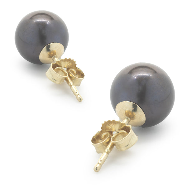 14 Karat Yellow Gold Tahitian Pearl Stud Earrings