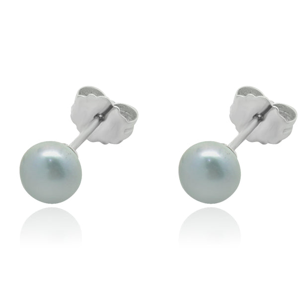 14 Karat White Gold Blue Akoya Pearl Earrings