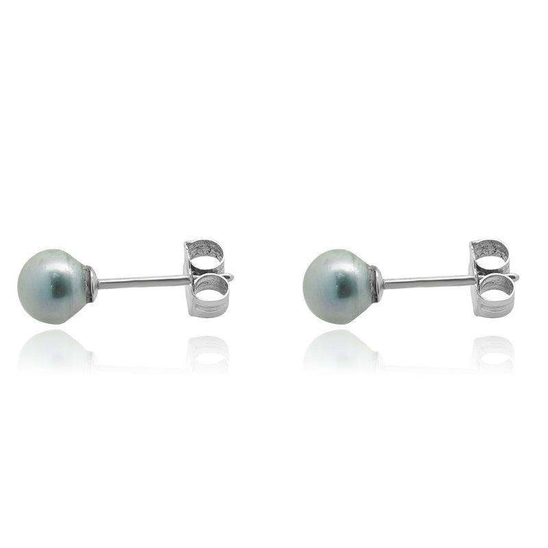 14 Karat White Gold Blue Akoya Pearl Earrings