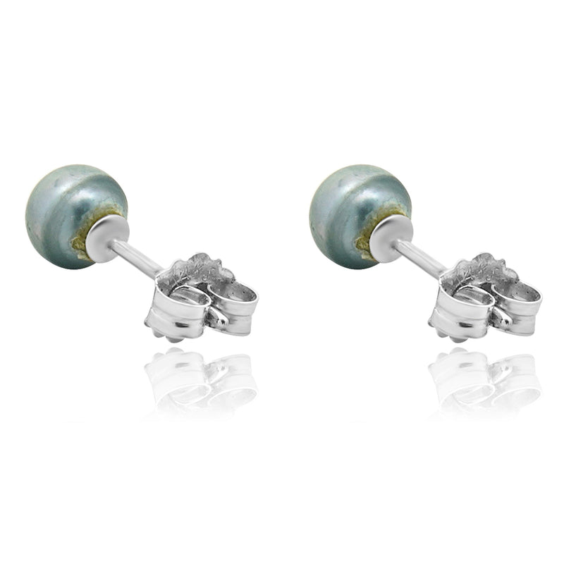 14 Karat White Gold Blue Akoya Pearl Earrings