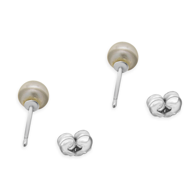 14 Karat White Gold Blue Akoya Pearl Earrings