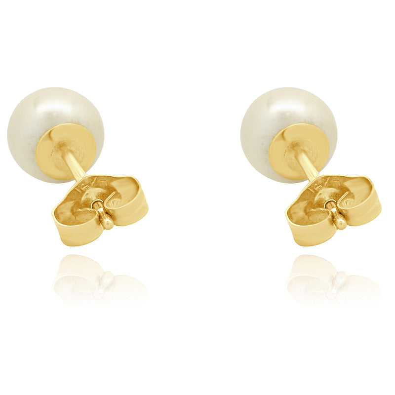 14 Karat Yellow Gold Golden Pearl Earrings
