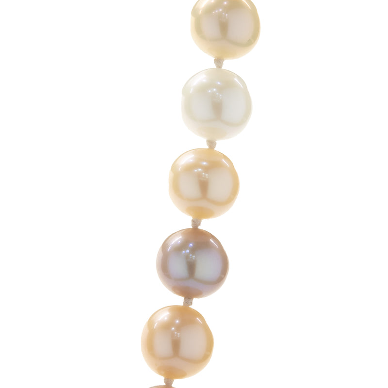 Pink and Purple Knotted Pearl Necklace