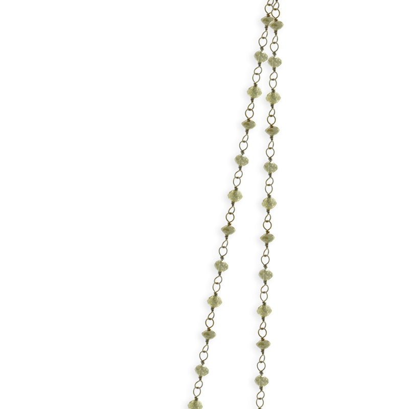 18 Karat White Gold Briolette Cut Diamonds, Black Diamonds, and Tahitian Pearl Station Necklace