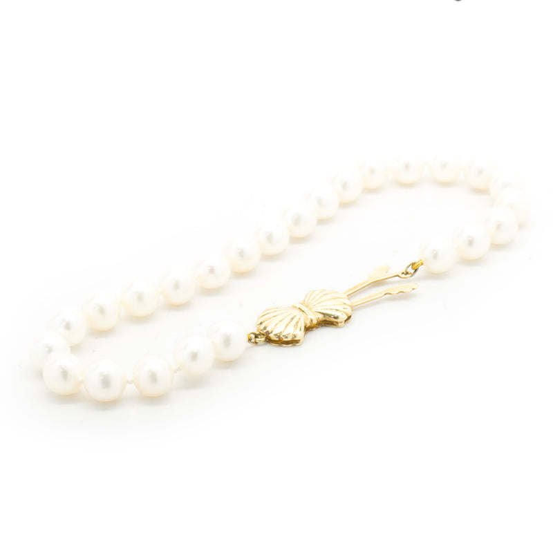 Mikimoto 14 Karat Yellow Gold Blue Lagoon Pearl Inline Bracelet