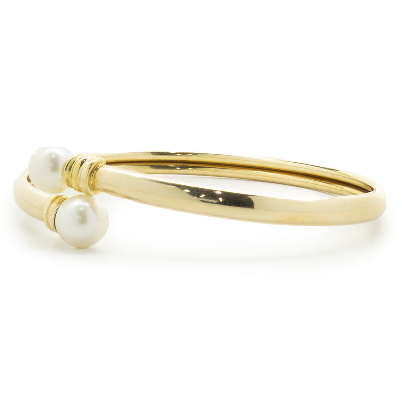 18 Karat Yellow Gold Pearl Bypass Bracelet