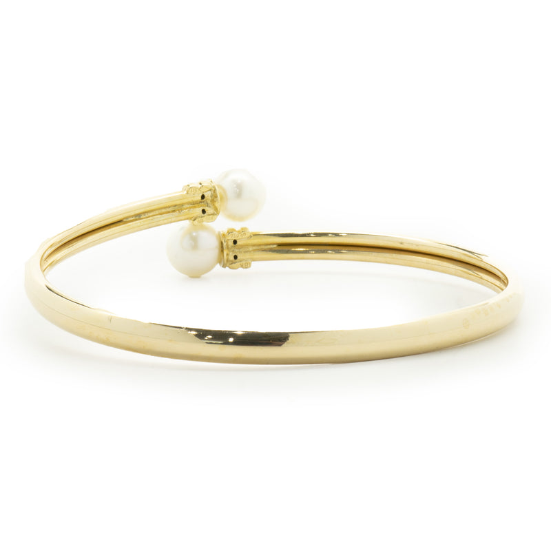 18 Karat Yellow Gold Pearl Bypass Bracelet