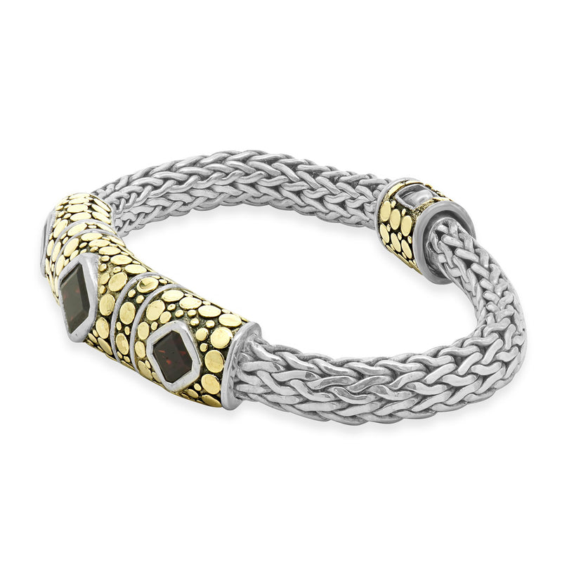Sterling Silver & 18K Yellow Gold Garnet Dot Collection Bracelet