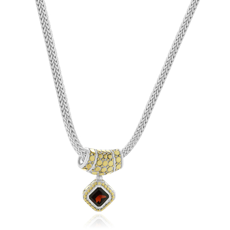 John Hardy Sterling Silver & 18 Karat Yellow Gold Garnet Dot Collection Necklace