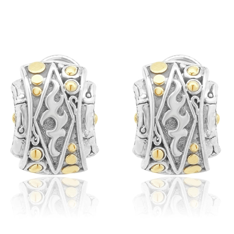 John Hardy Sterling Silver & 18 Karat Yellow Gold Earrings