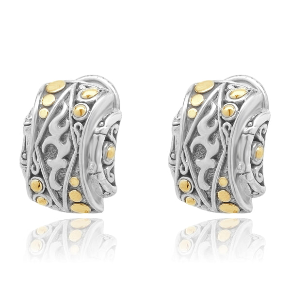 John Hardy Sterling Silver & 18 Karat Yellow Gold Earrings