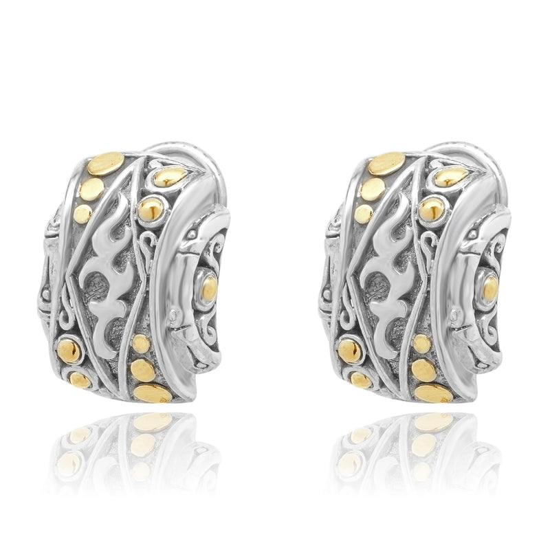 John Hardy Sterling Silver & 18 Karat Yellow Gold Earrings